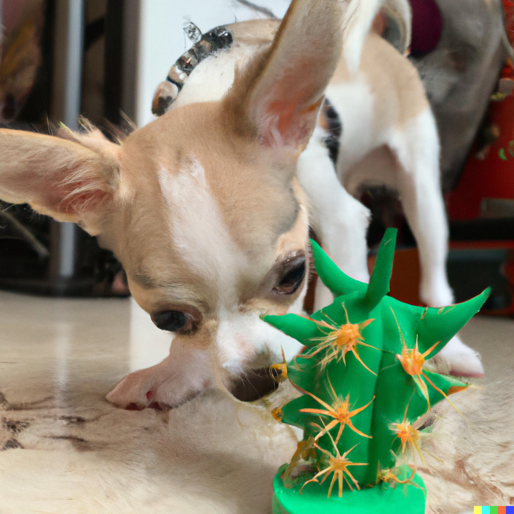 DALL·E 2022-10-07 17.23.36 - chihuahua baby playing with a cactus toy.png